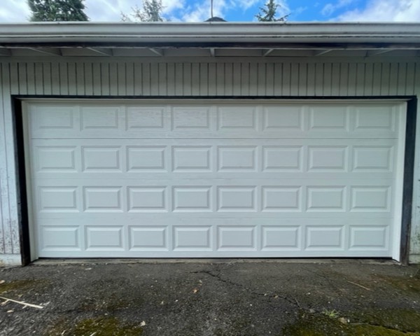 Newly Installed White Garage Door By All About Garage Doors In Beaverton Or