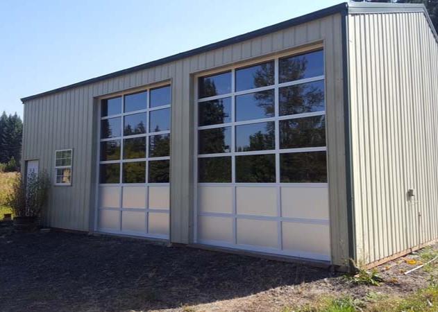 New garage door installation on a workshop in Aloha OR by All About Garage Doors