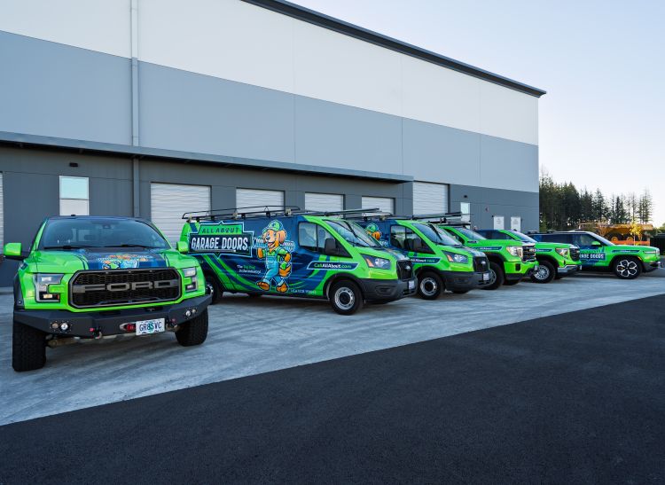 All About Garage Doors service vehicles before going to a garage door installation project in Hillsboro OR