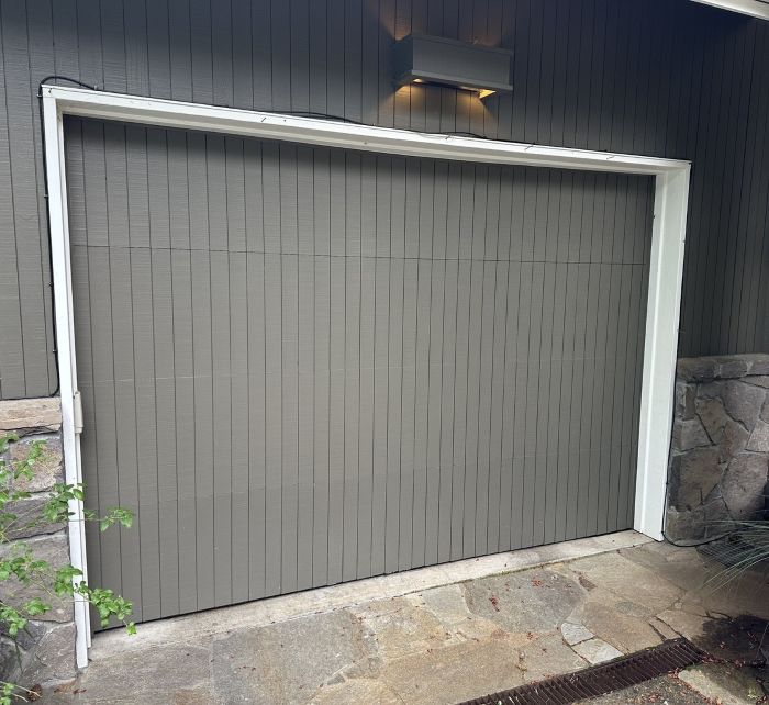 Garage door installation project that matches home exterior finished by All About Garage Doors in Oregon City OR