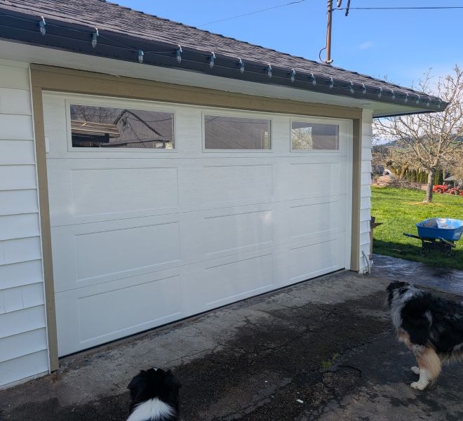 Windowed garage door installation completed in Tualatin OR by All About Garage Doors