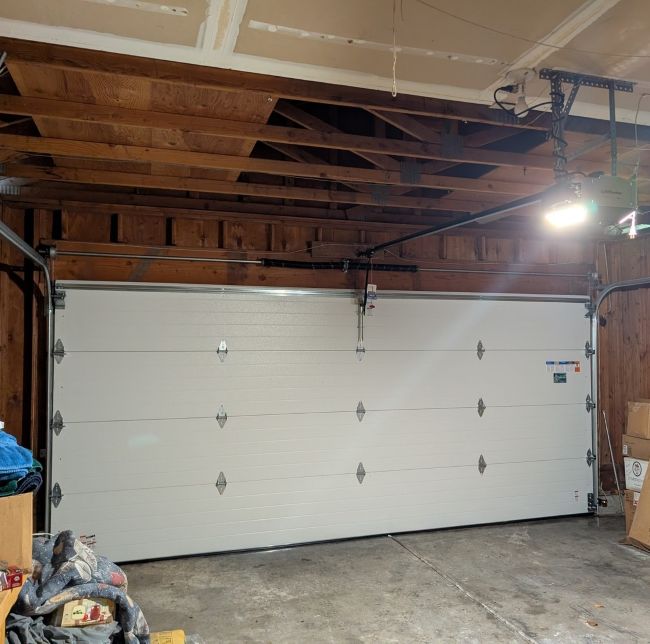 Inside a garage after a garage door replacement in Portland OR All About Garage Doors