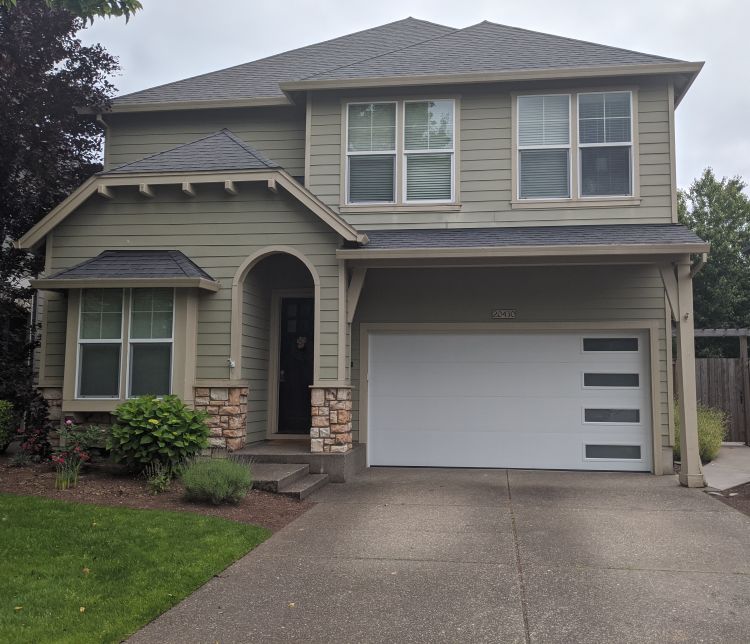 Exterior view of a completed garage door service by All About Garage Doors in Hillsboro OR