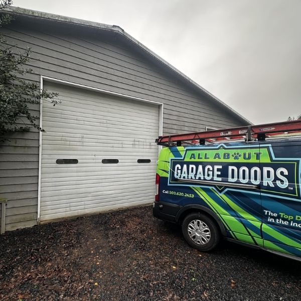 Commercial building receives a garage door repair from All About Garage Doors in Raleigh Hills OR