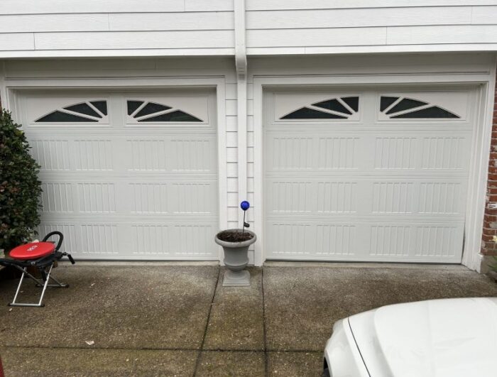 Two single car garage door replacements in Wilsonville OR by All About Garage Doors